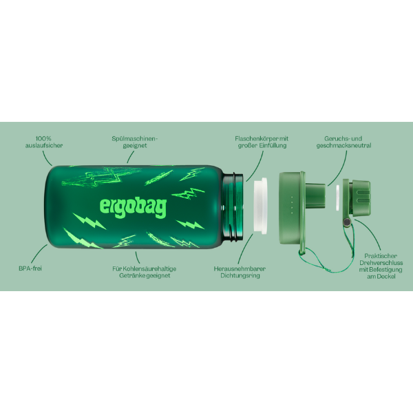Auslaufsichere Trinkflasche, 550ml | Ergobag