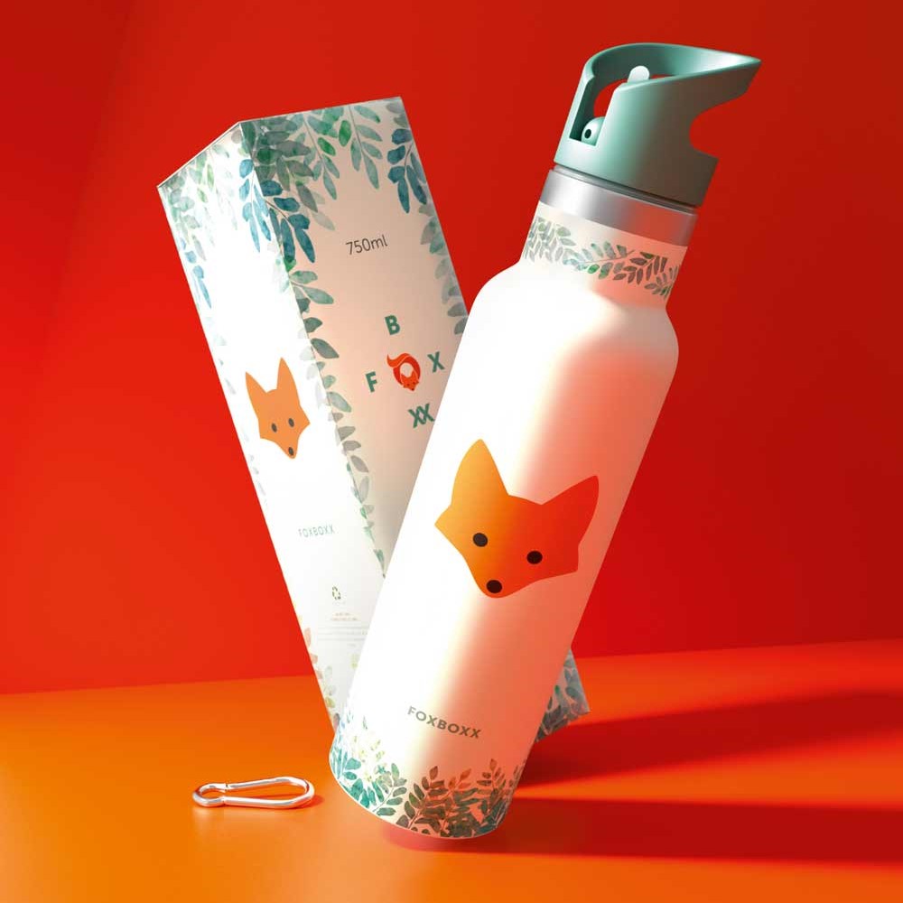 FOXBOXX Edelstahl-Set LARGE: FOX Trinkflasche & Large Special Lunchbox
