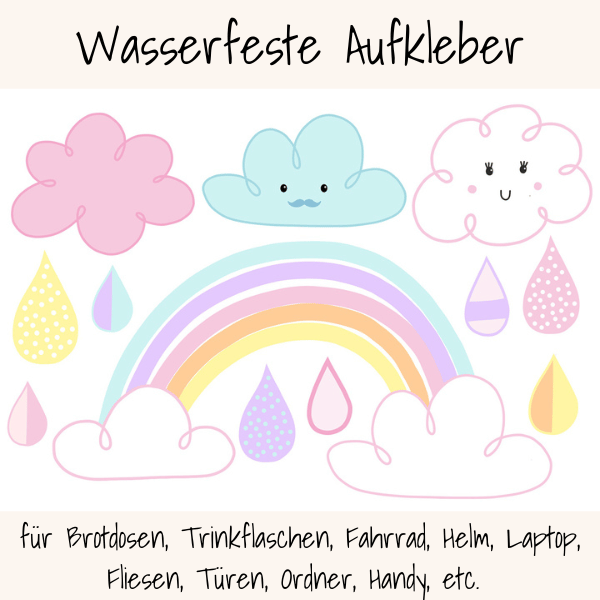 Wasserfeste Aufkleber für Brotdosen & Trinkflaschen, A6