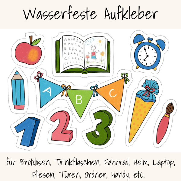 Wasserfeste Aufkleber für Brotdosen & Trinkflaschen, A6