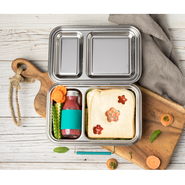 LEKKABOX Duo - Edelstahl Brotdose | 2 Fächer, auslaufsicher