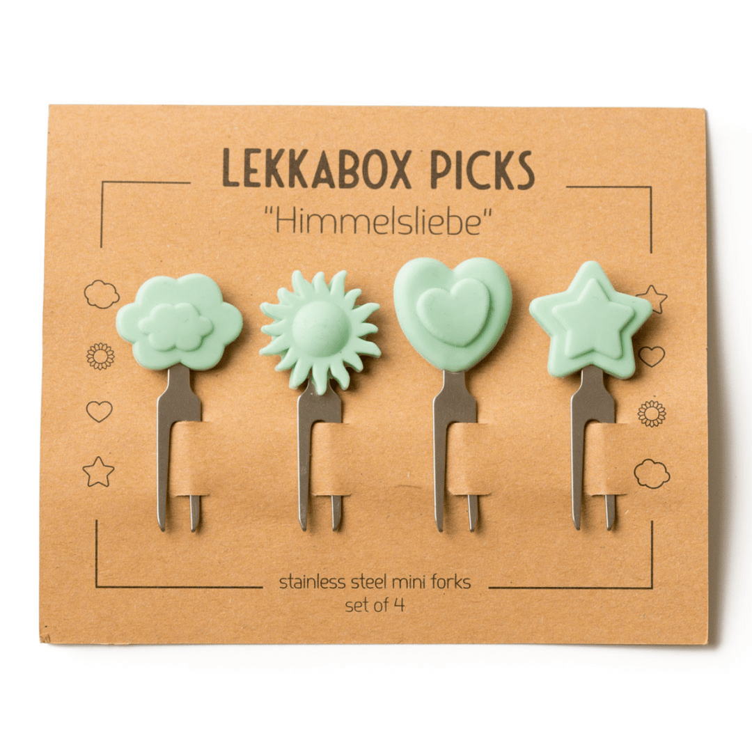 LEKKABOX Edelstahl Food Picks, Himmelsliebe | 4er-Set