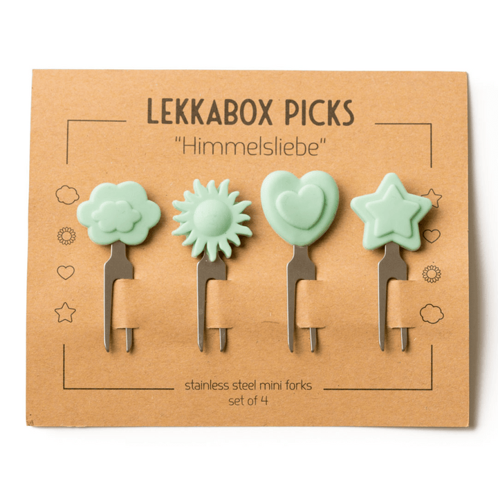LEKKABOX Edelstahl Food Picks, Himmelsliebe | 4er-Set