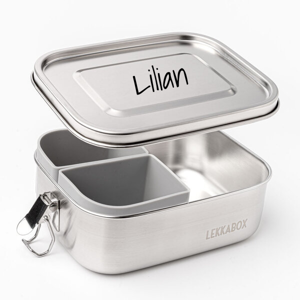 LEKKABOX Safe, 800ml | auslaufsichere Edelstahl Brotdose | inkl. 2 Silikoncups