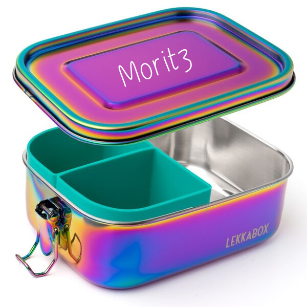 LEKKABOX Safe, 800ml | auslaufsichere Edelstahl Brotdose | inkl. 2 Silikoncups