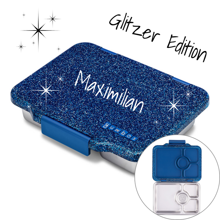 Yumbox Prêt - Glitzer Edition | Edelstahl Brotdose mit 4 Fächern