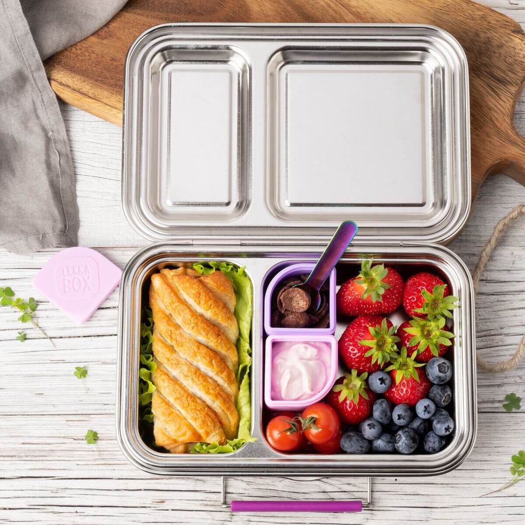 LEKKABOX Duo - Edelstahl Brotdose | 2 Fächer, auslaufsicher