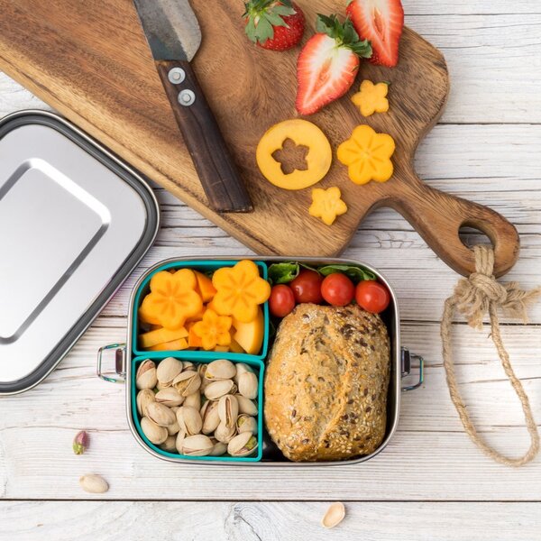 LEKKABOX Safe, 800ml | auslaufsichere Edelstahl Brotdose | inkl. 2 Silikoncups