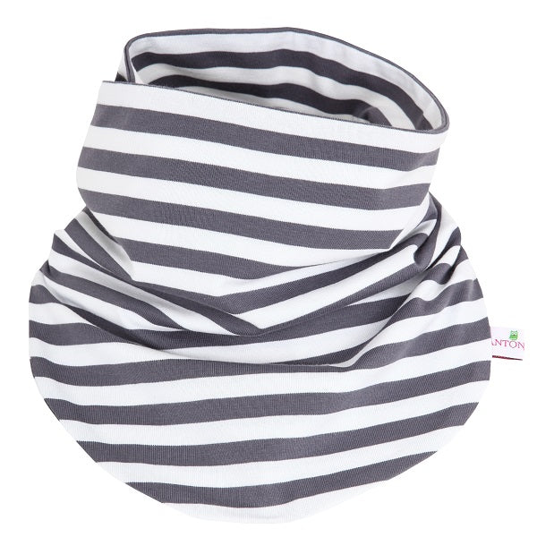 Jungen Schal / Loop grau weiß gestreift