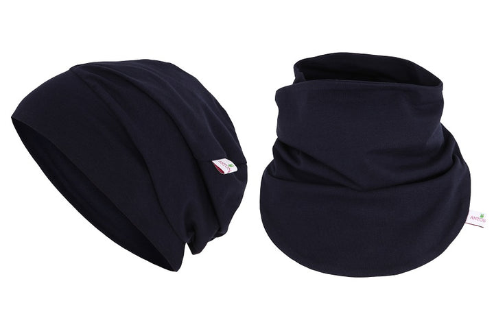 dunkelblaue Mütze und Schal für Jungs für Herbst / Frühling | by Anton & Sophie