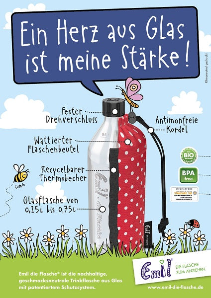 Emil Trinkflasche aus Glas - 400ml, Weithals