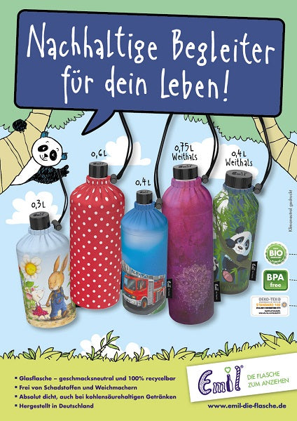 Emil Trinkflasche aus Glas - 400ml, Weithals