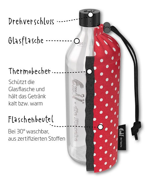 Emil Trinkflasche aus Glas - 400ml, Weithals