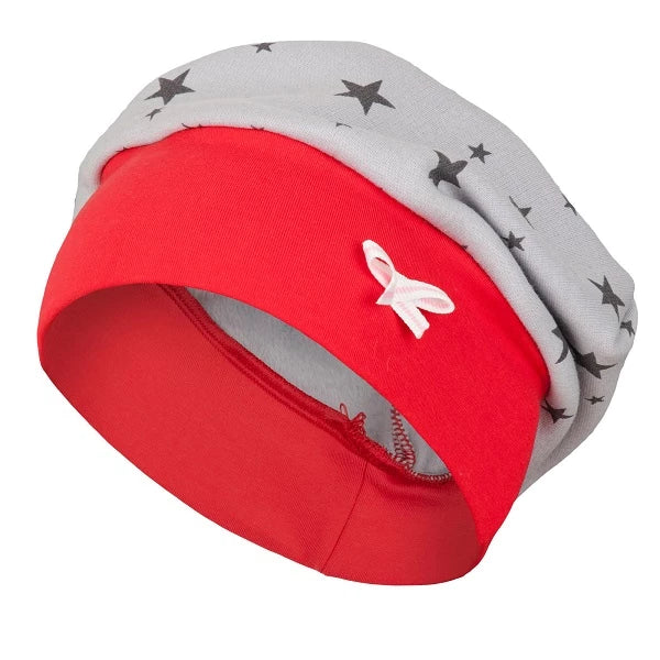 rot graue Wintermütze für Mädchen | by Anton & Sophie