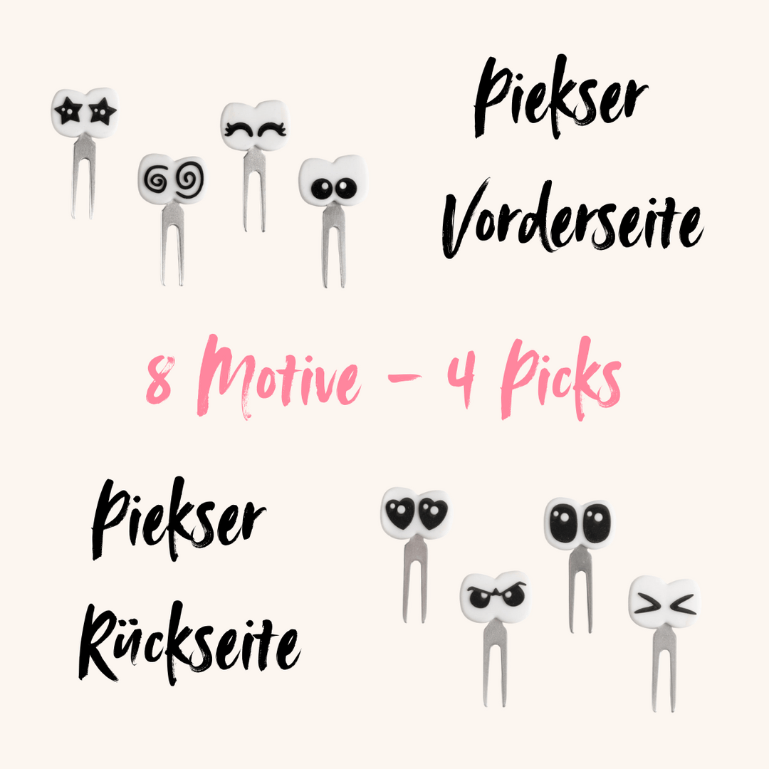 LEKKABOX Edelstahl Food Picks, Augen| 4er-Set