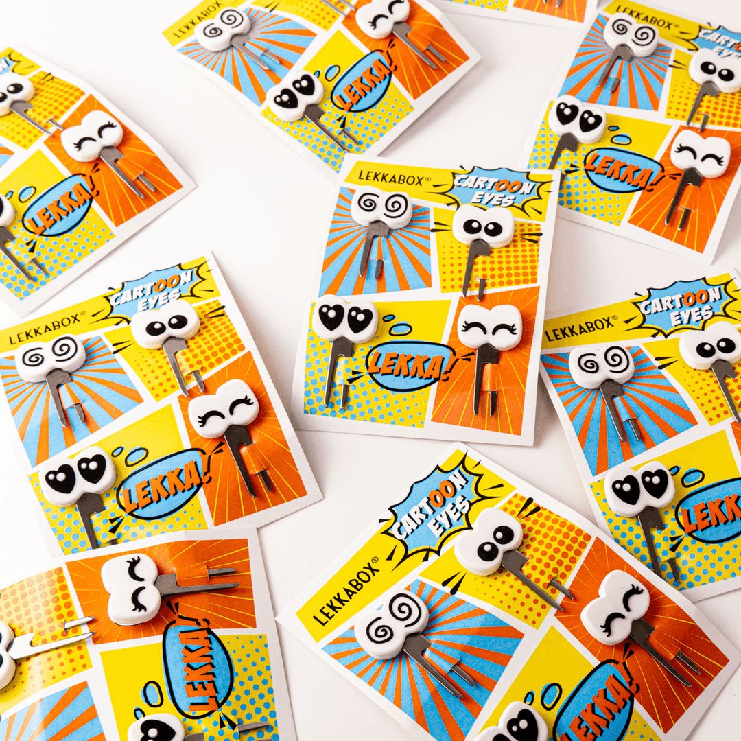 LEKKABOX Edelstahl Food Picks, Augen| 4er-Set