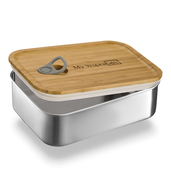 My Vesperbox Fima - Edelstahl Lunchbox mit Bambusdeckel, auslaufsicher