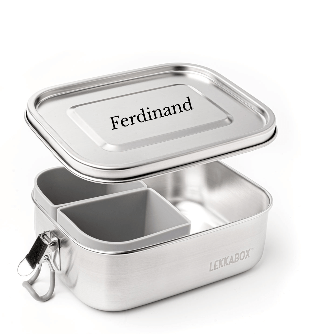 LEKKABOX Safe, 800ml | auslaufsichere Edelstahl Brotdose | inkl. 2 Silikoncups