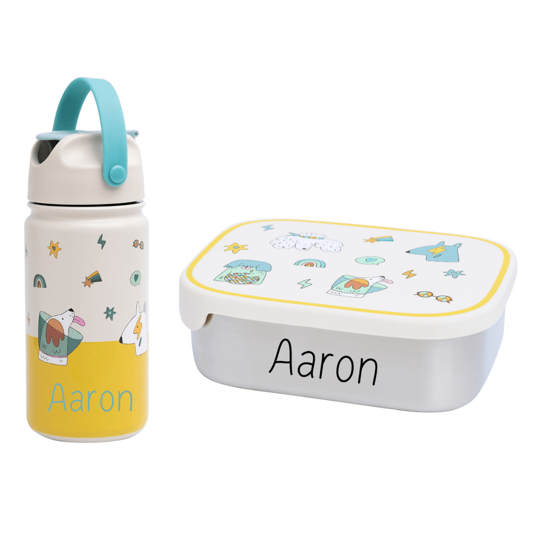The Cotton Cloud Set: Brotdose und Trinkflasche aus Edelstahl