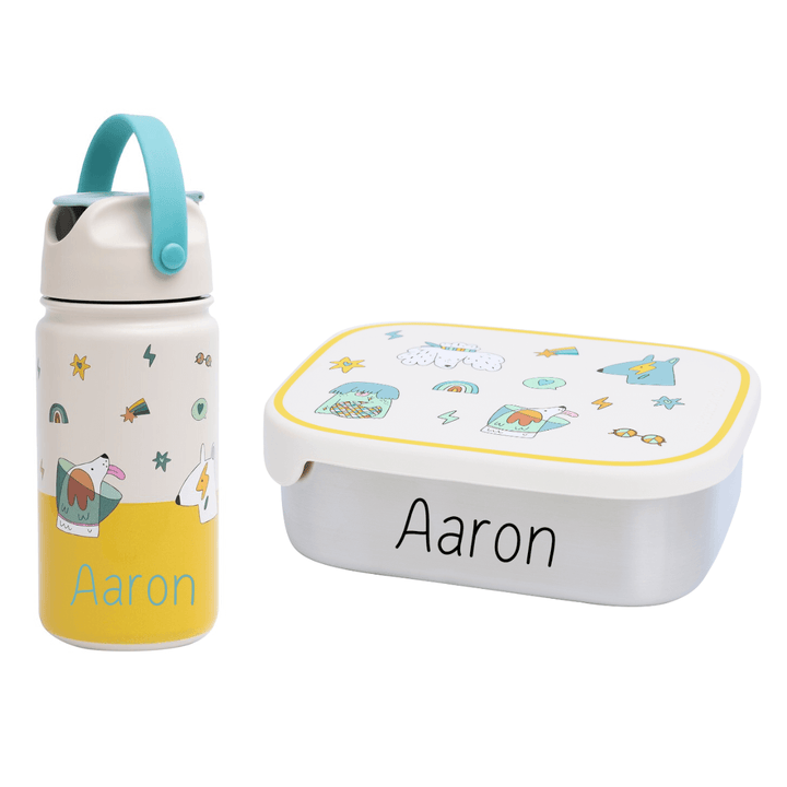 The Cotton Cloud Set: Brotdose und Trinkflasche aus Edelstahl