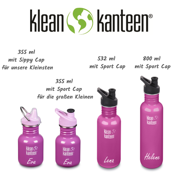 Klean Kanteen Trinkflasche mit Sippy Cap, 355 ml